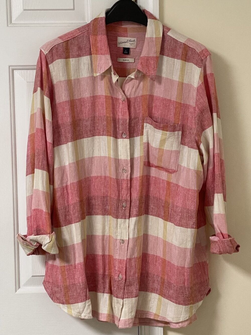 Universal Thread Long-Sleeve Linen-Blend Plaid Shirt